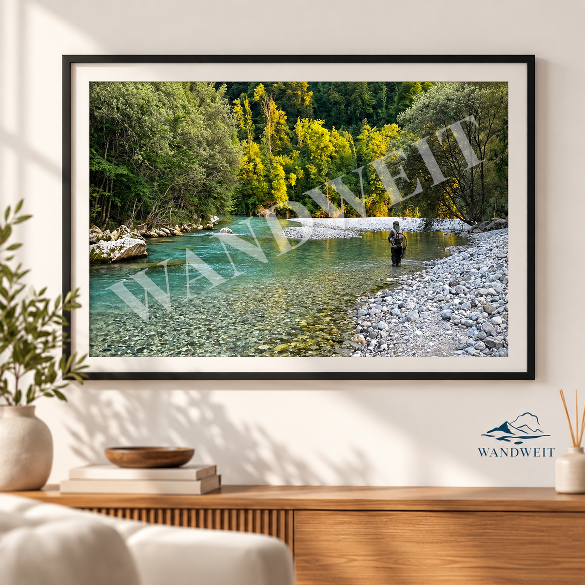 Fliegenfischer am Türkisfluss – Fotoprint