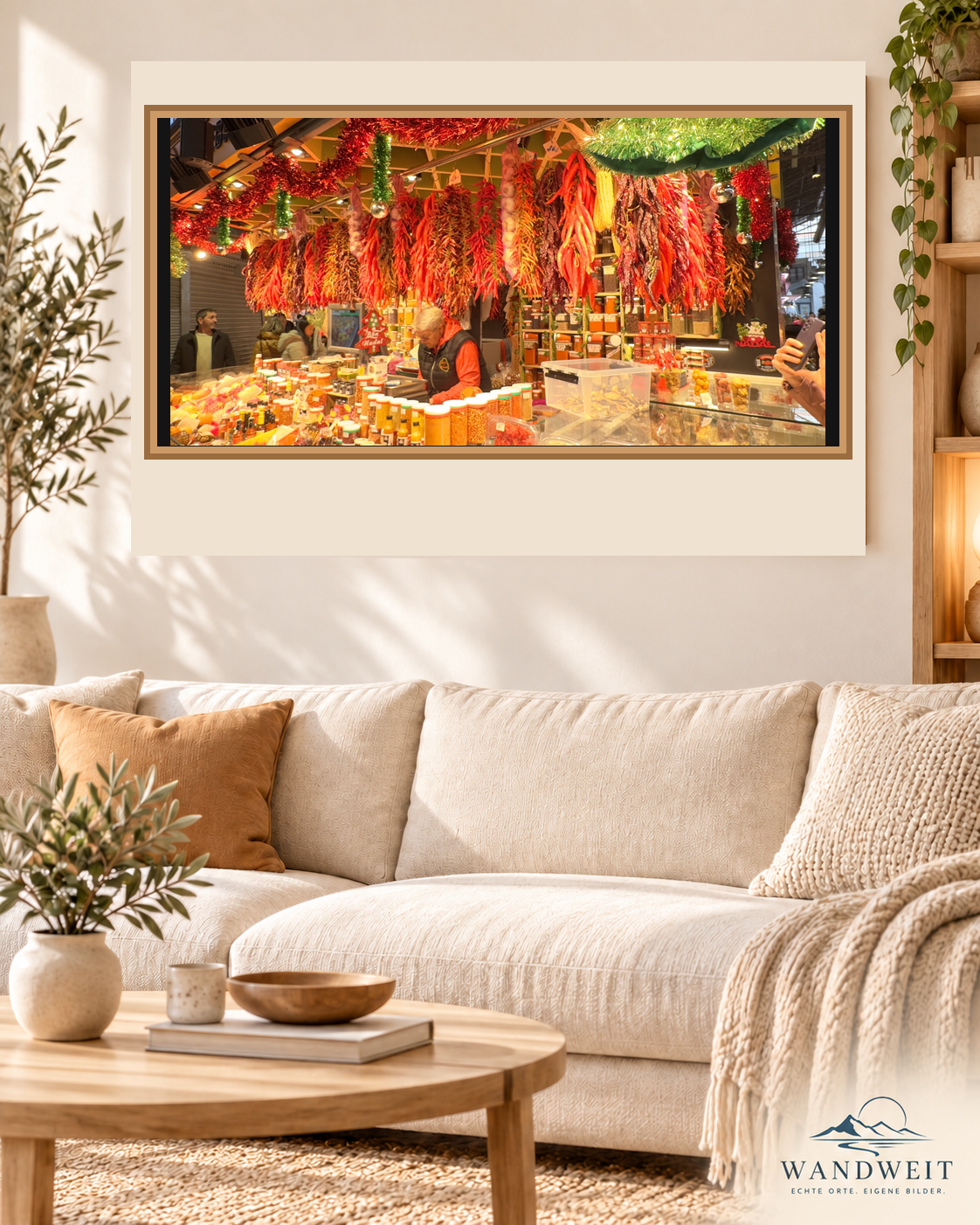 Chili auf dem Gewürzmarkt – WANDWEIT Fotoprint im Wohnraum