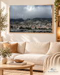 Hafen vor Gewitter – WANDWEIT Fotoprint im Wohnraum