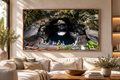 Vulkanhöhle mit Lagune – WANDWEIT Fotoprint im realistischen Wohnraum