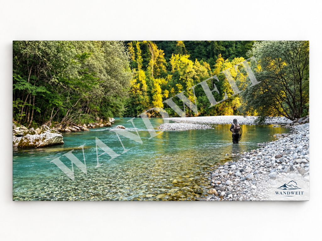 Fliegenfischer am Türkisfluss – Fotoprint